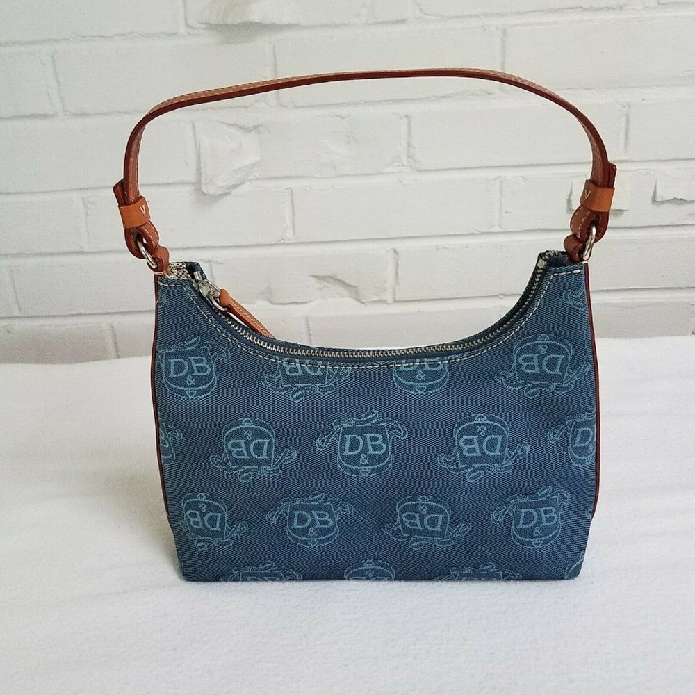 Dooney Bourke Denim Brown Leather Mini Hobo